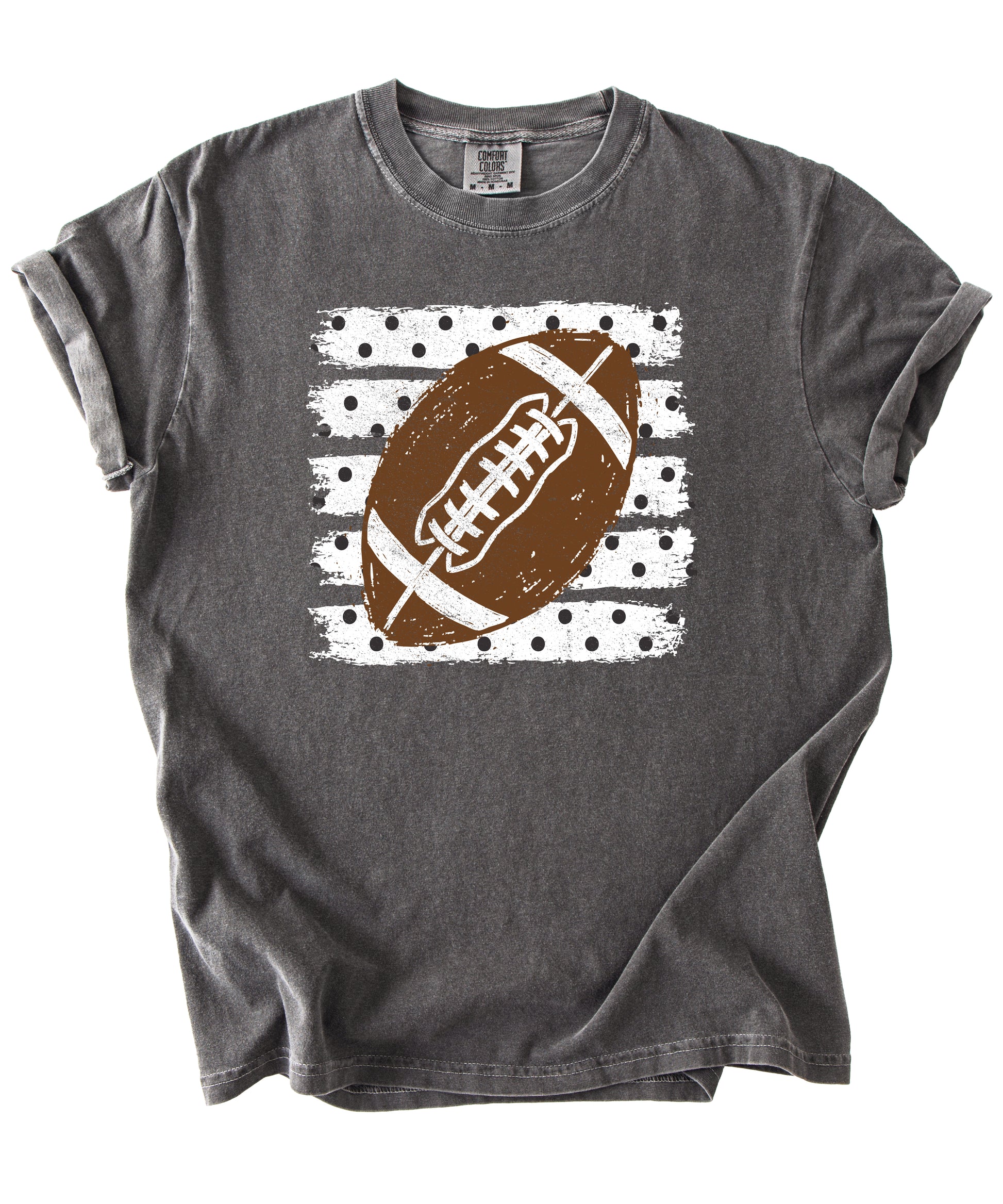Football polka dot shirt for women, Pepper Comfort Colors tee, view 2