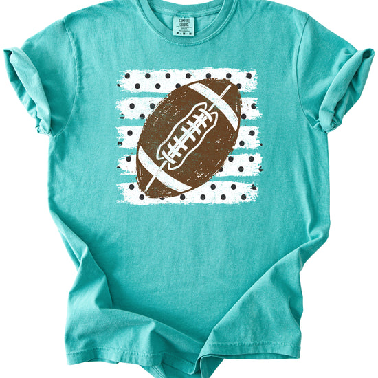 Football polka dot shirt for women, Seafoam Comfort Colors tee, view 2