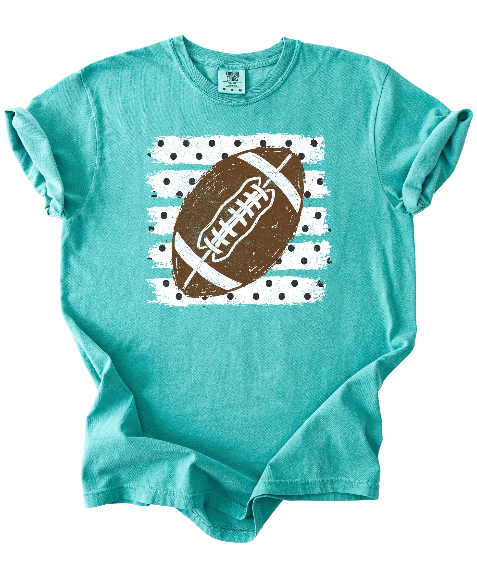 Football polka dot shirt for women, Seafoam Comfort Colors tee, view 2