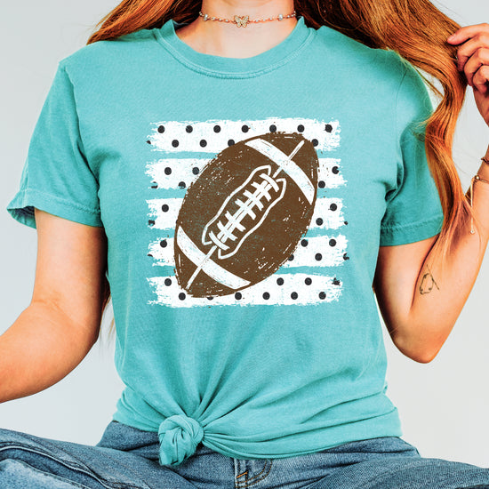 Football polka dot shirt for women, Seafoam Comfort Colors tee, view 4