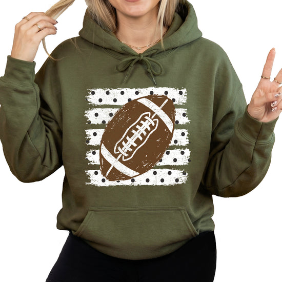 Football polka dot hoodie in Army Green, front view