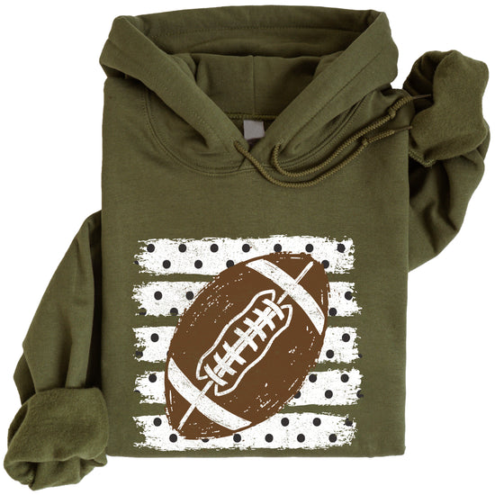 Football polka dot hoodie in Army Green, detail view