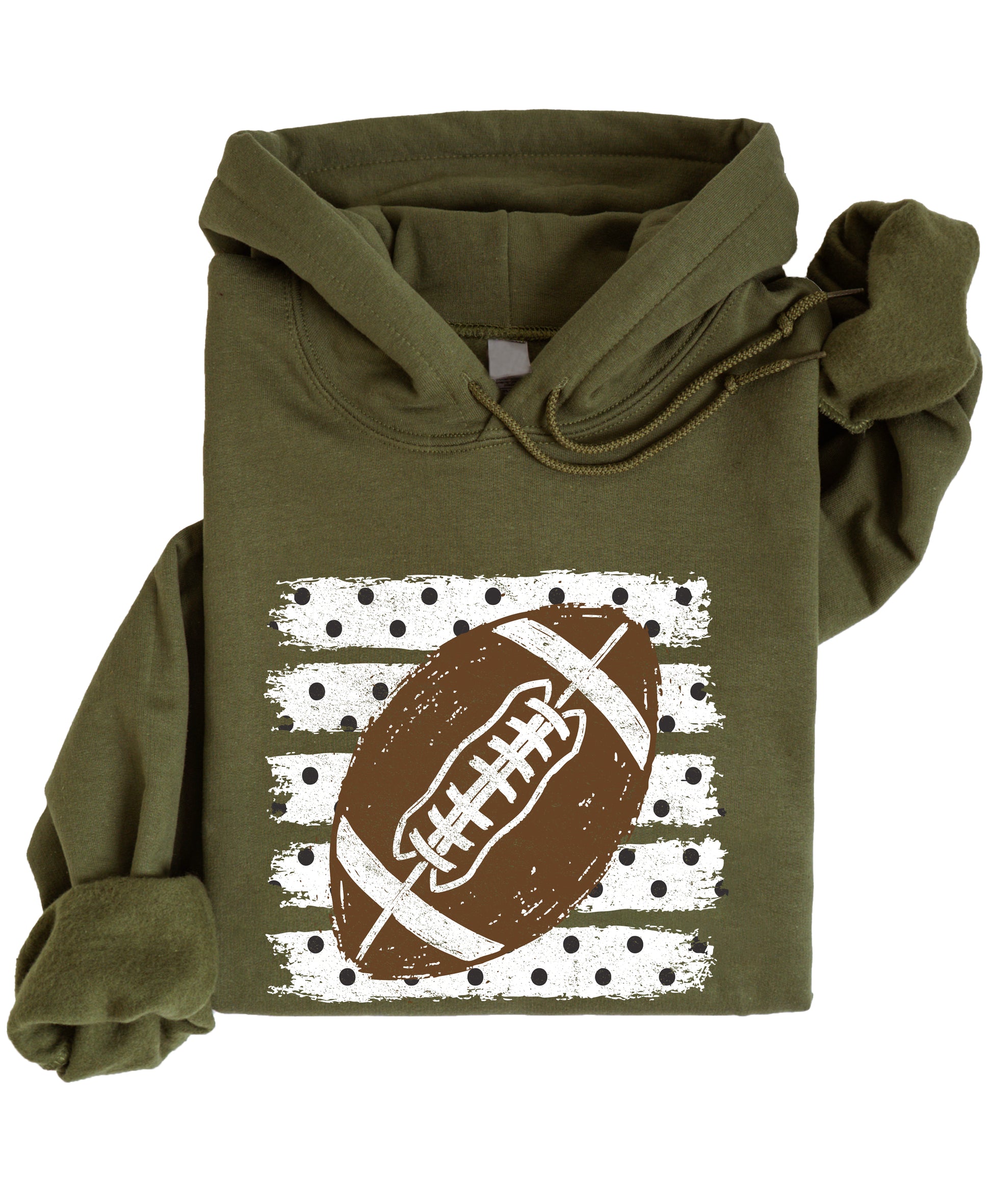 Football polka dot hoodie in Army Green, detail view