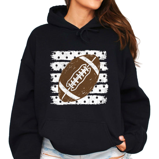 Football polka dot hoodie in Black, front view