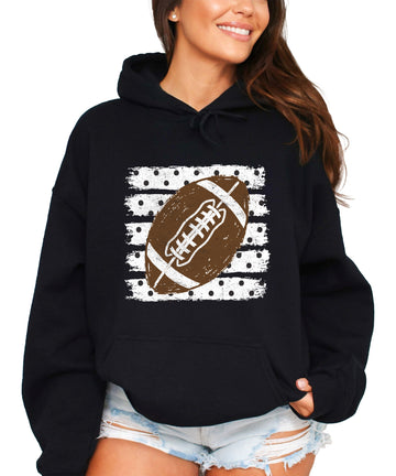 Football polka dot hoodie in Black, front view