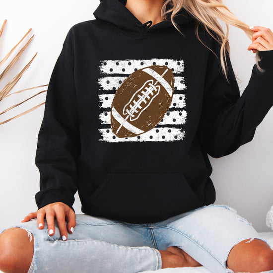 Football polka dot hoodie in Black, styled view