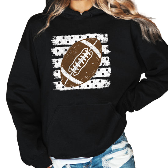 Football polka dot hoodie in Black, lifestyle view