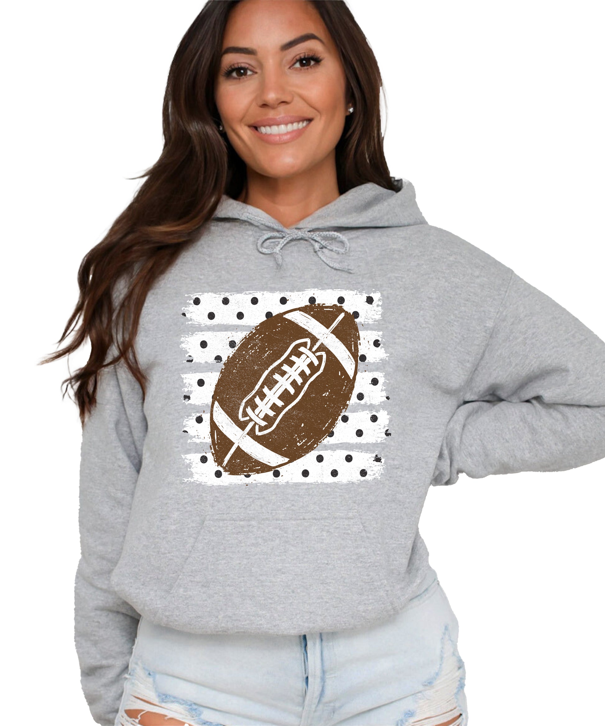 Football polka dot hoodie in Gray, front view