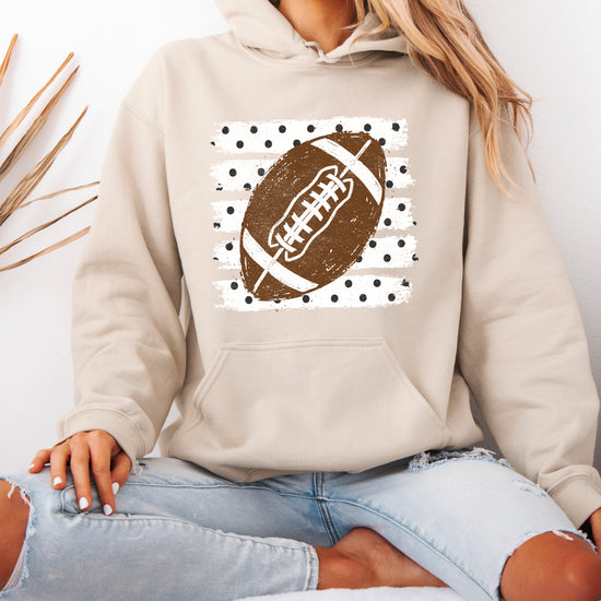 Football polka dot hoodie in Sand, styled view