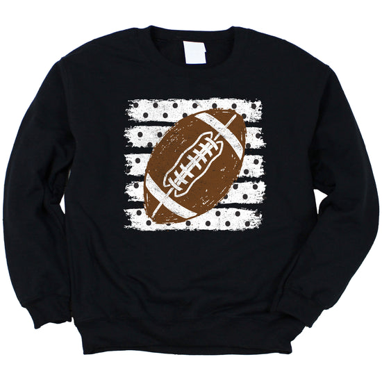 Black football polka dot crewneck sweatshirt, graphic close up