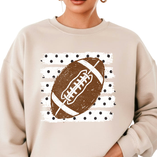 Sand football polka dot game day crewneck sweatshirt for women, front view