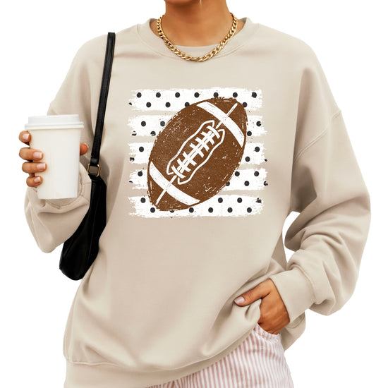 Sand football polka dot crewneck sweatshirt, styled view