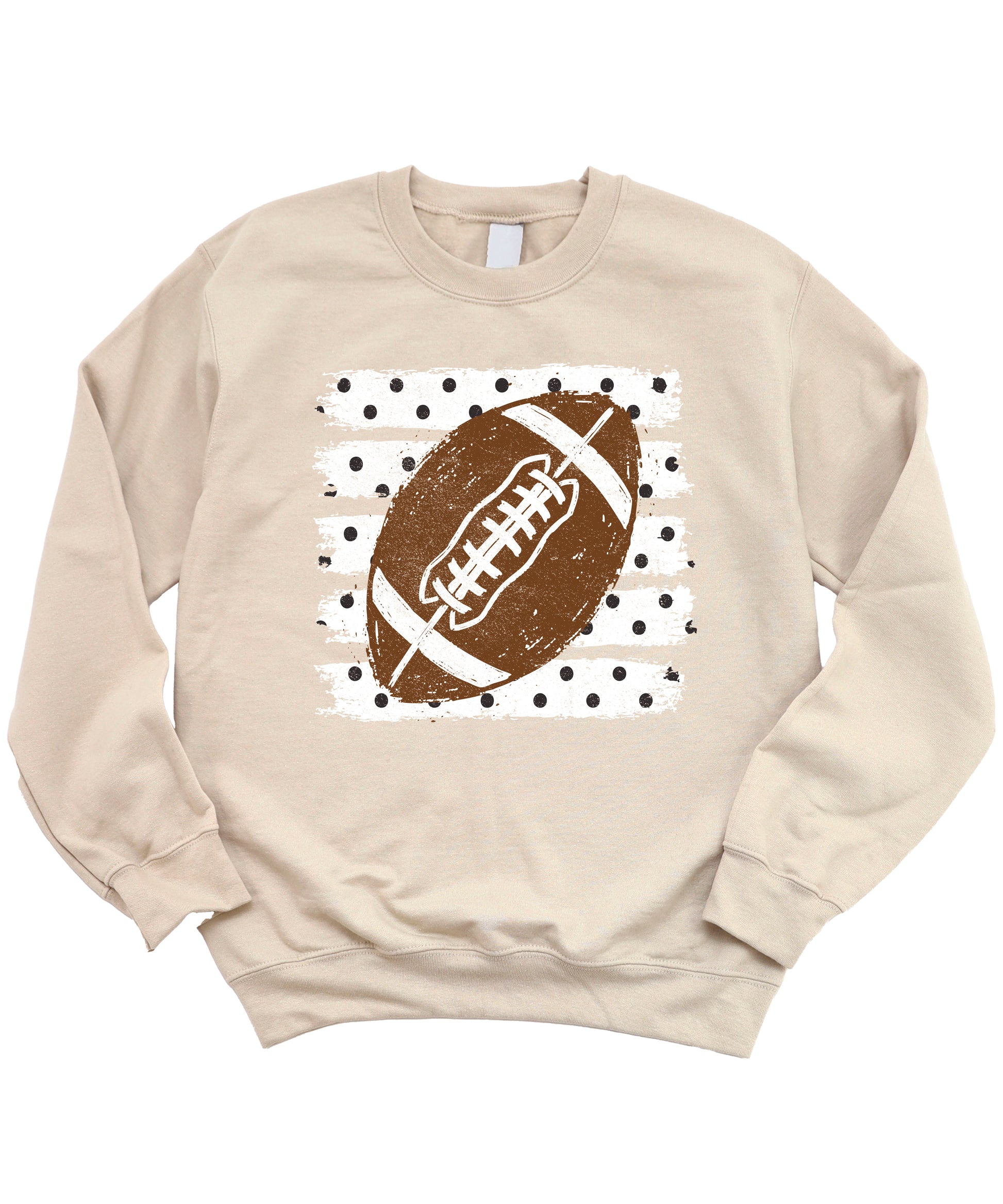 Sand football polka dot crewneck sweatshirt, graphic close up