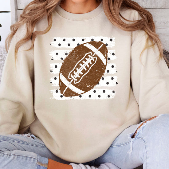 Sand football polka dot crewneck sweatshirt, lifestyle view