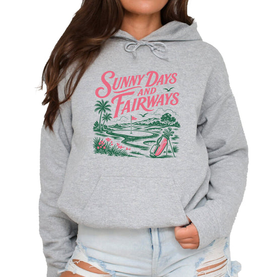 Sunny Days and Fairways Golf Hoodie for Women - Gray view 1
