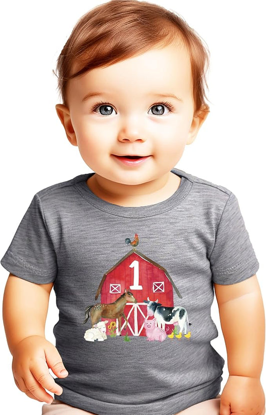 Farm Animal 1st Birthday Boy Shirt - First Birthday Outfit