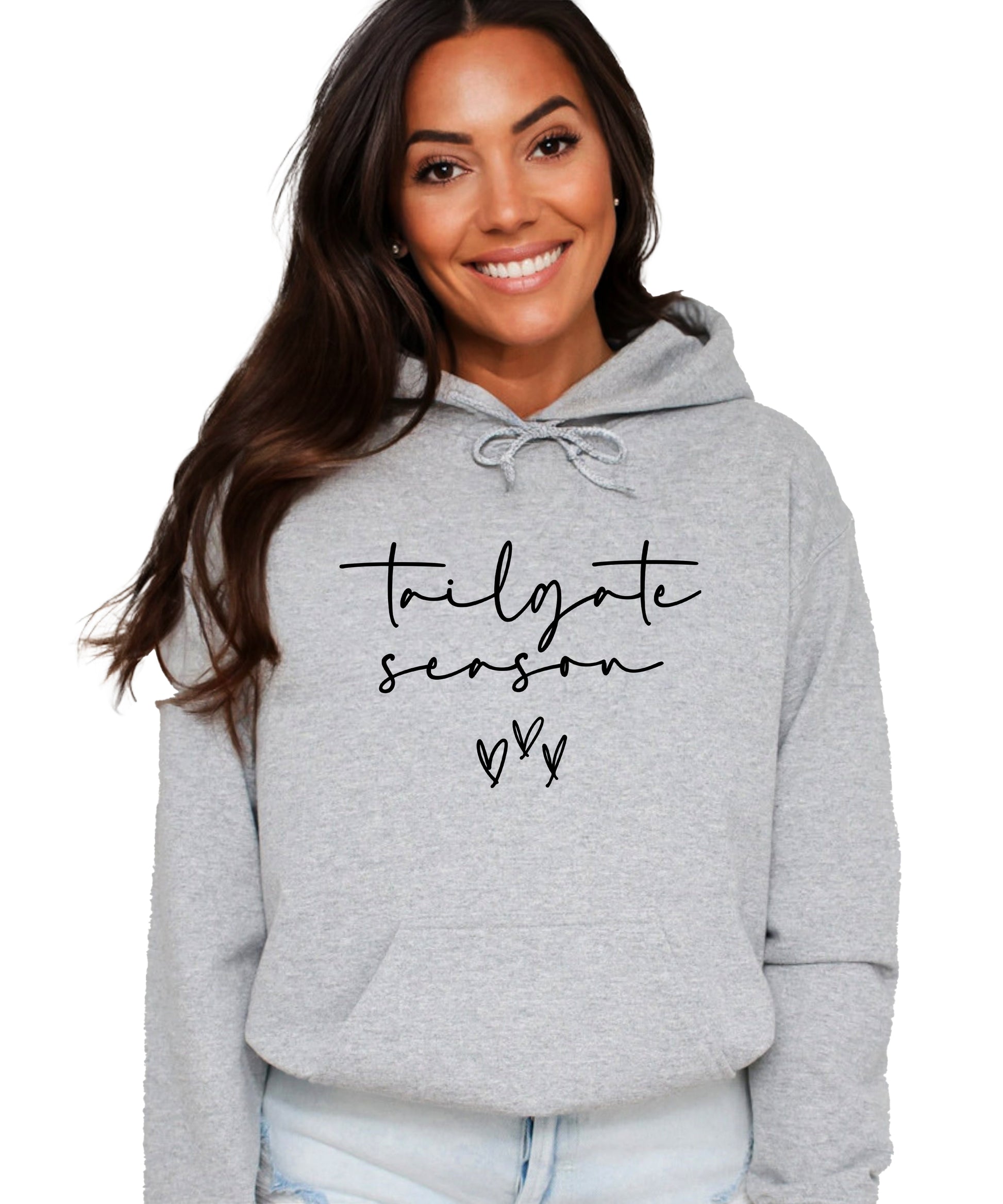 Tailgate Season hoodie Gray front view