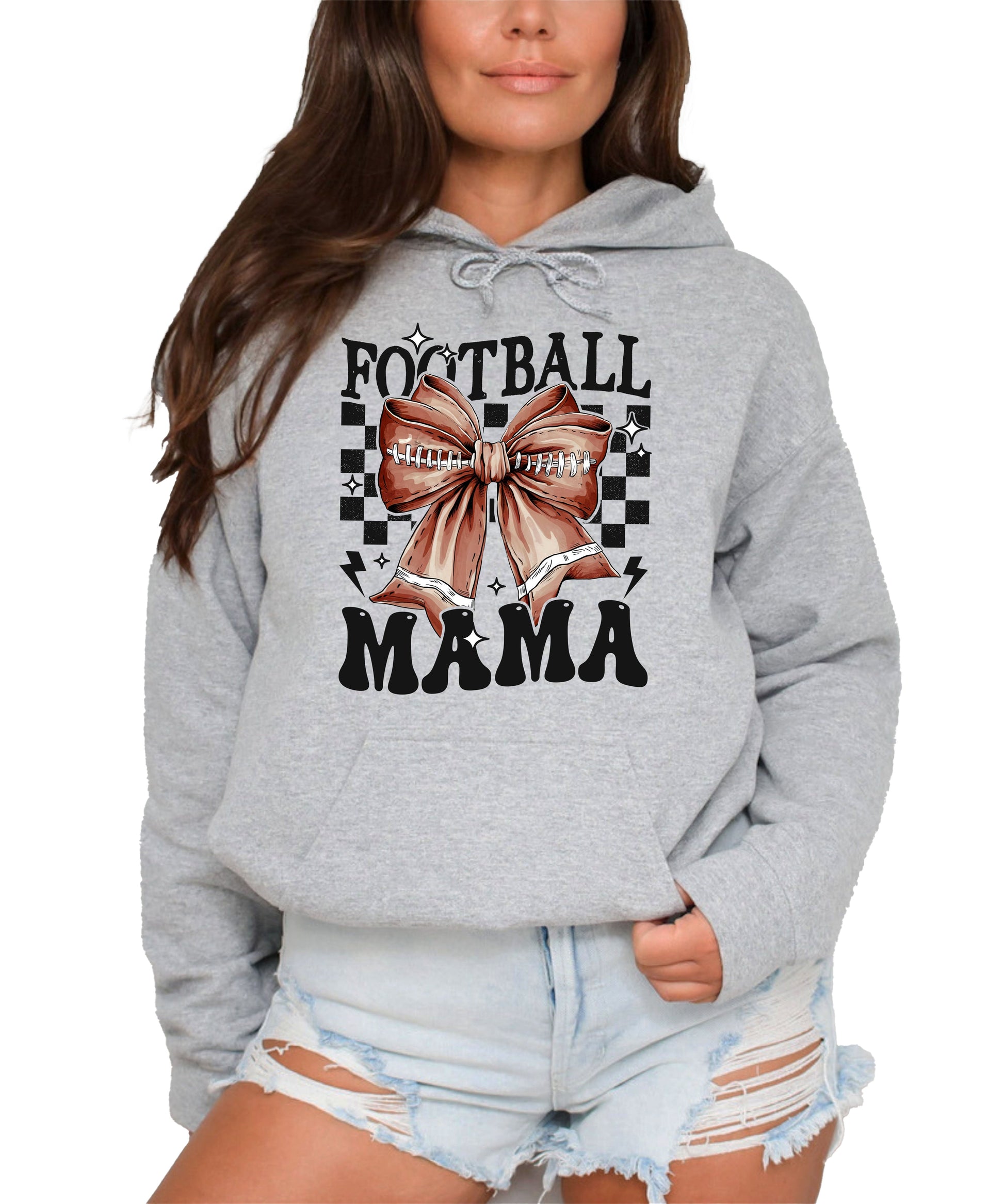 Football Mama Hoodie for Women – Gray view 1