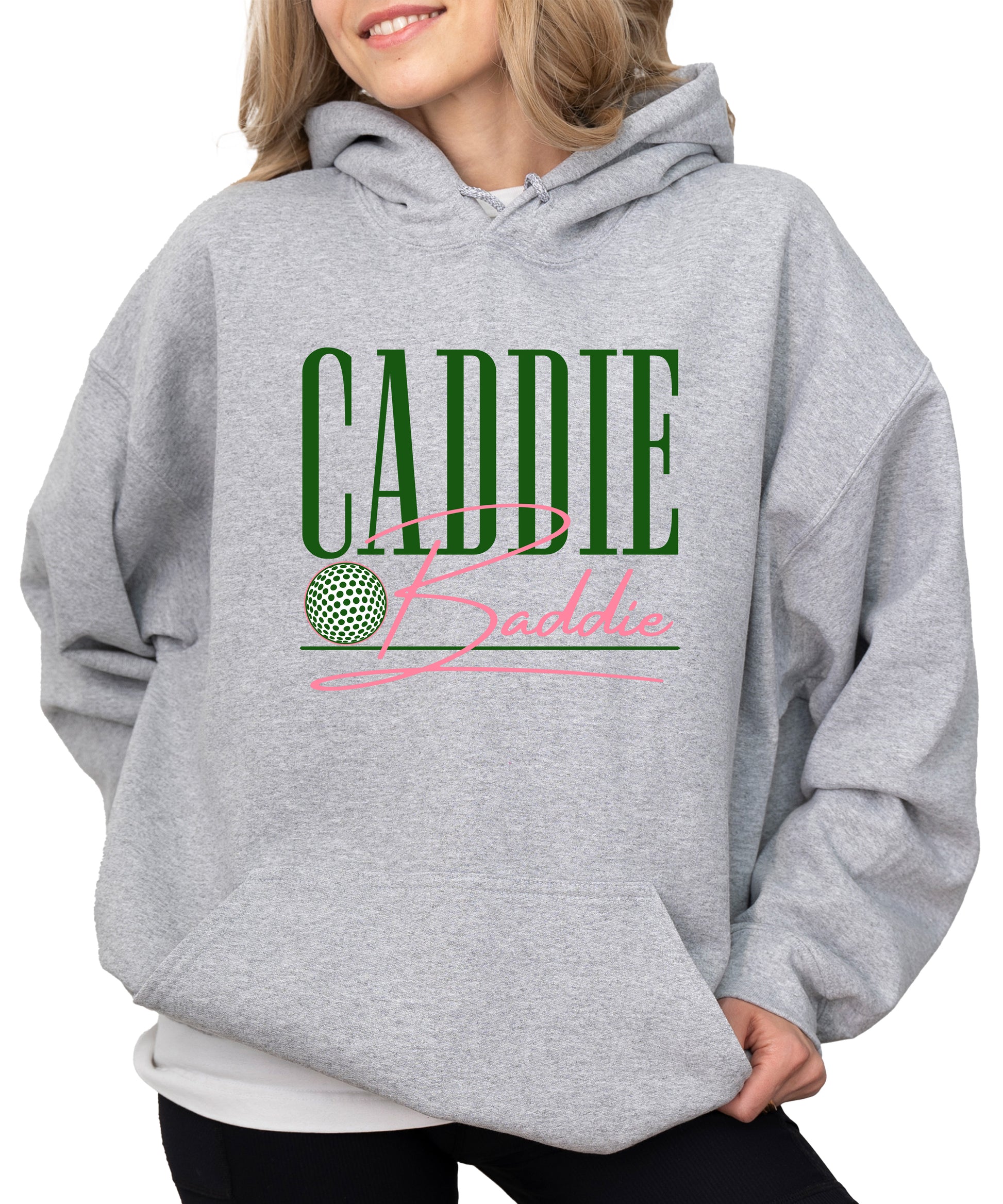 Caddie Baddie Golf Hoodie for Women - Gray view 1