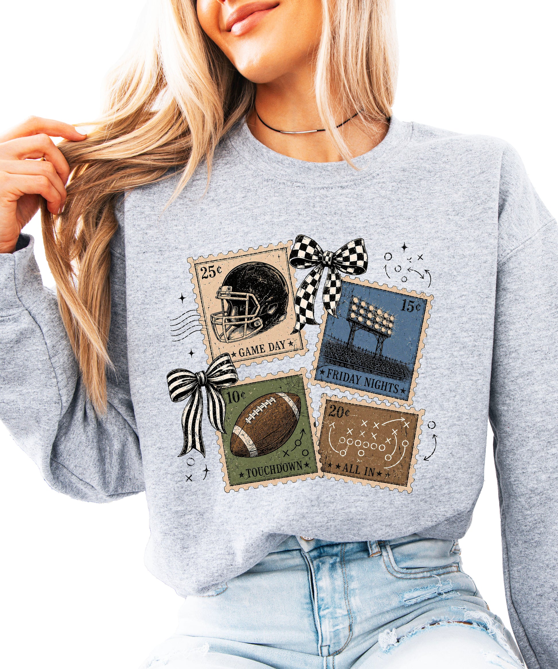 Vintage Football Gray crewneck sweatshirt, view 1