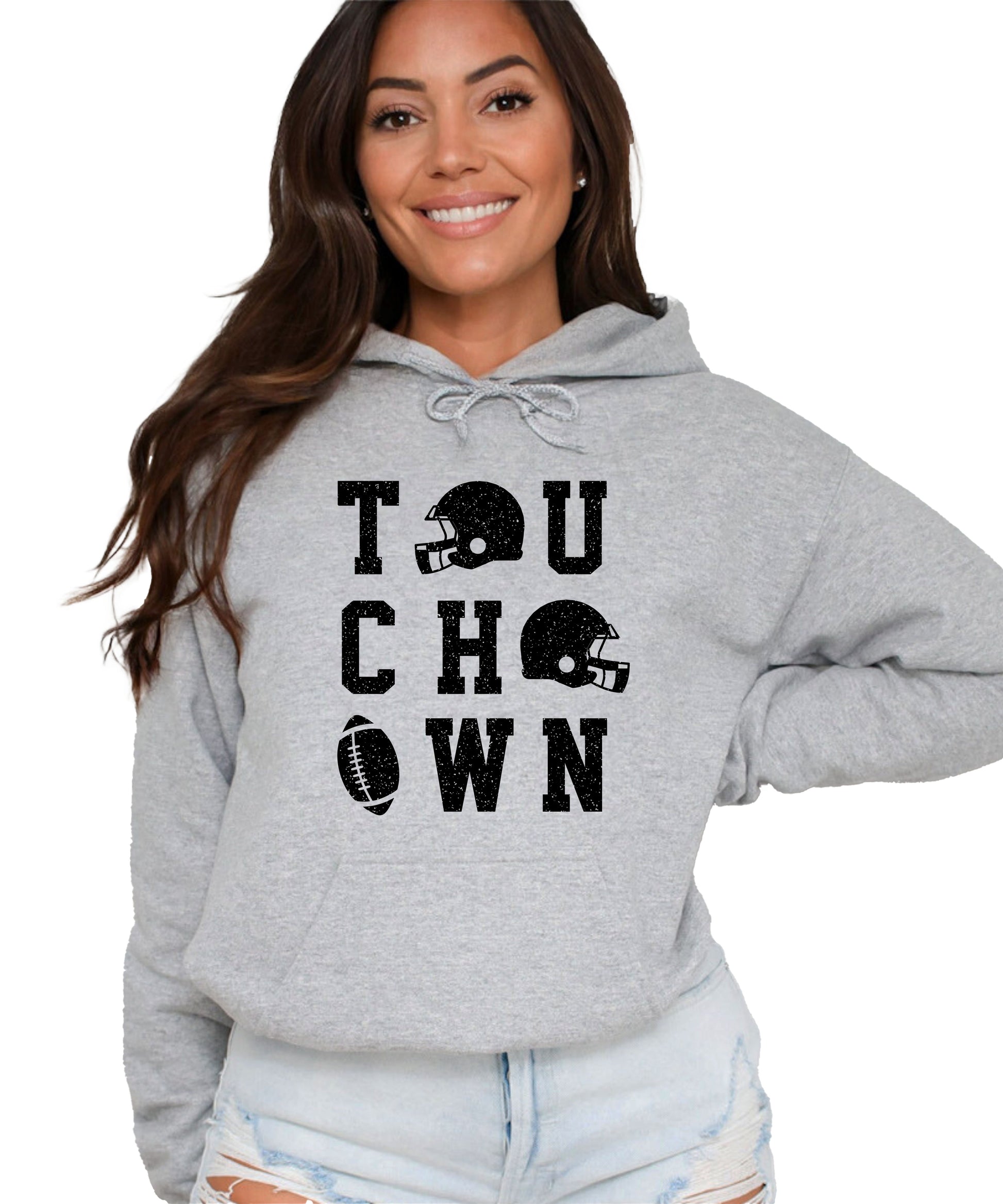 Touchdown football hoodie Gray view 2