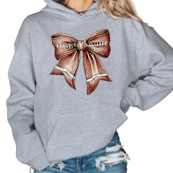 Football Coquette Bow fleece hoodie in Gray - view 2