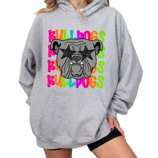 Bulldogs neon rainbow mascot hoodie in Gray - view 2
