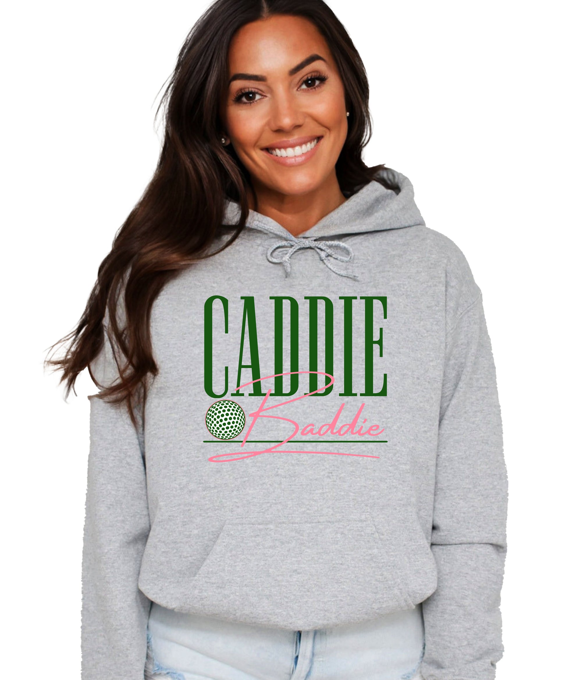 Caddie Baddie Golf Hoodie for Women - Gray view 2