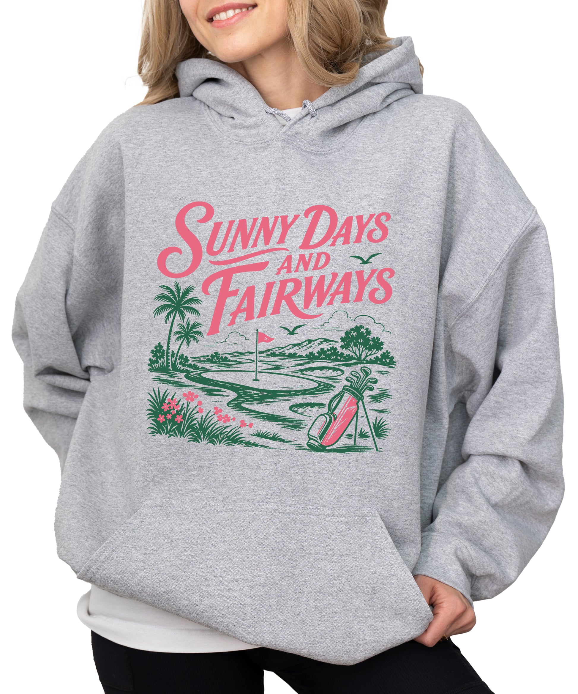 Sunny Days and Fairways Golf Hoodie for Women - Gray view 2