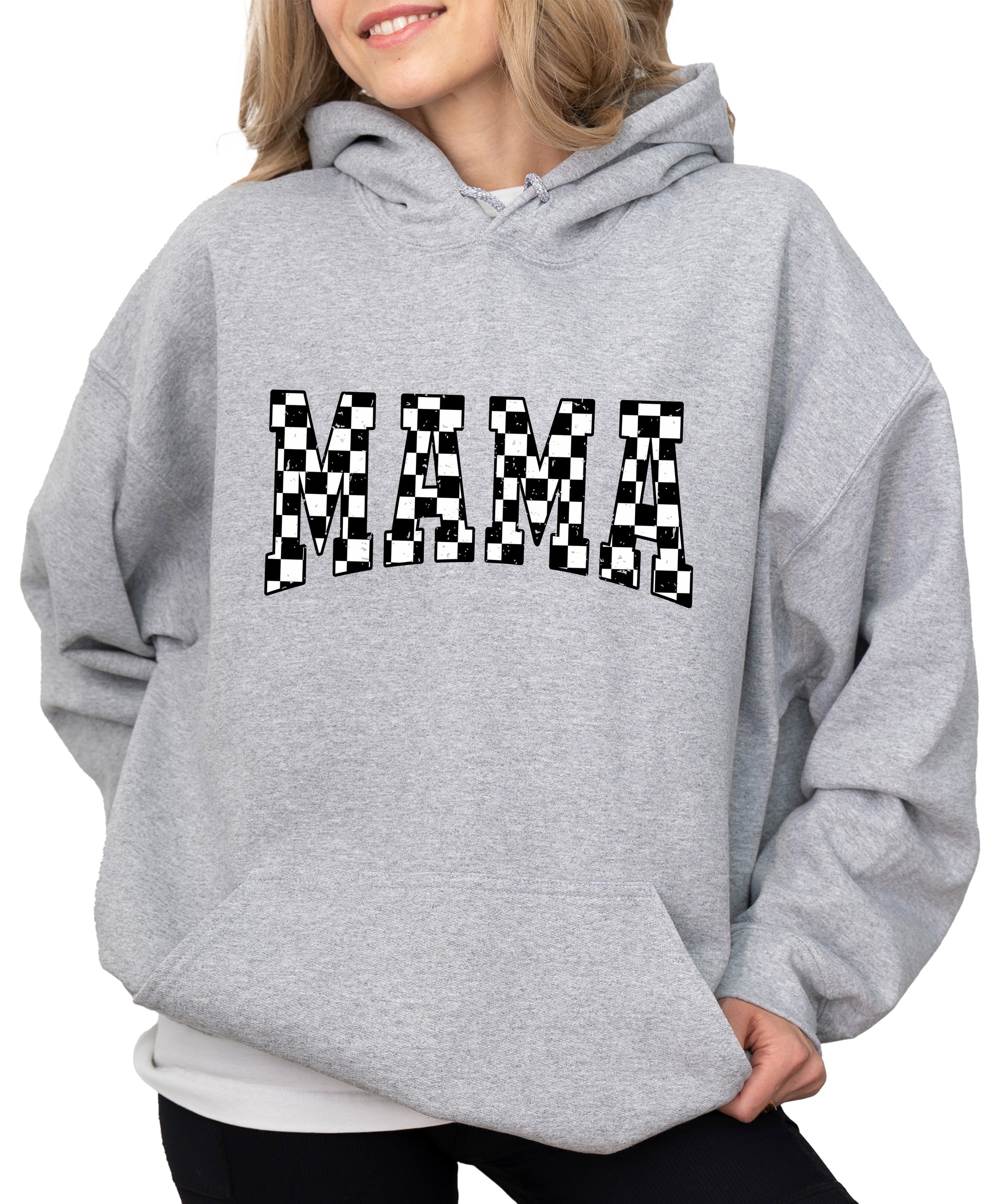 Checkered Mama hoodie for women in Gray - view 2