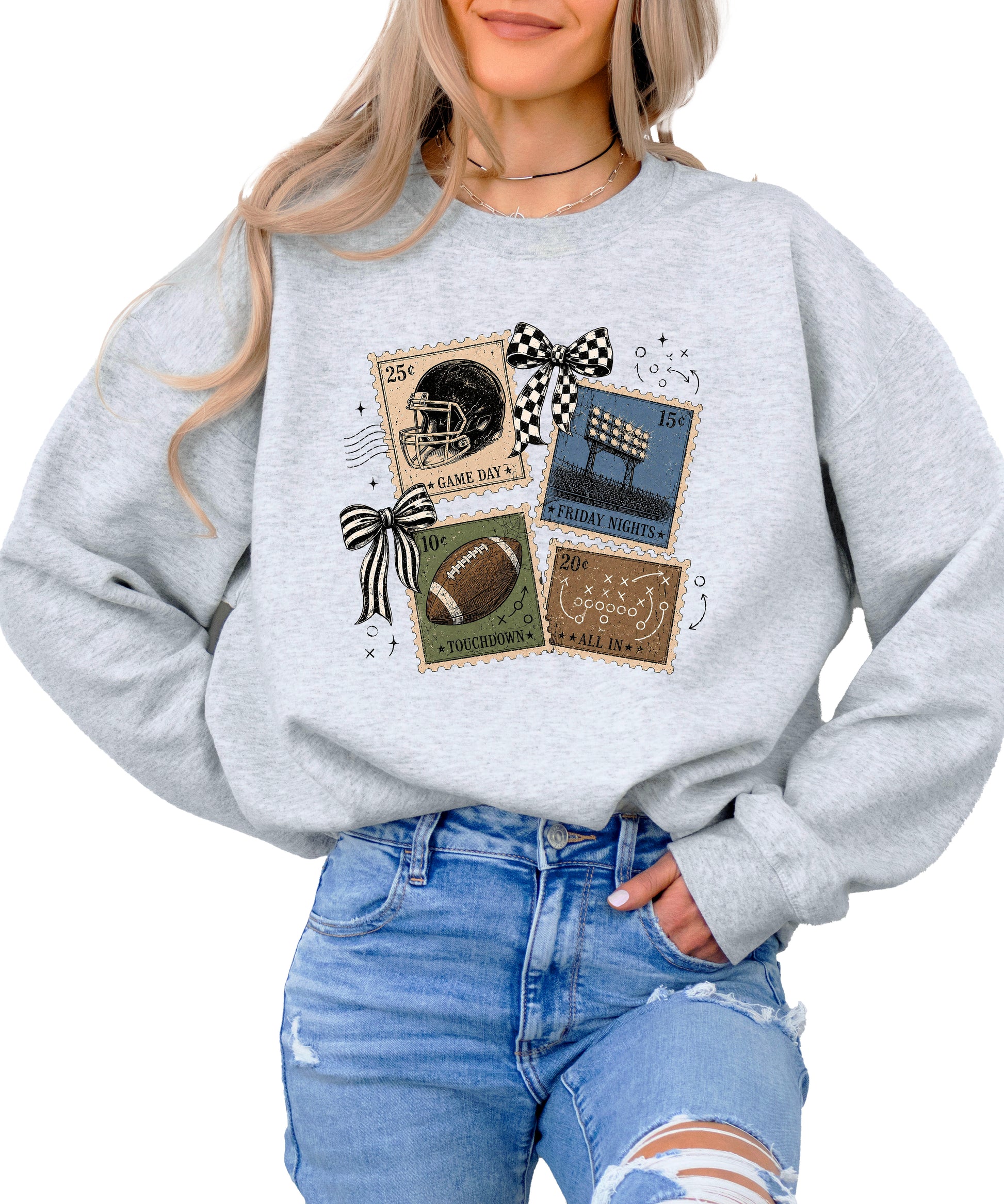 Vintage Football Gray crewneck sweatshirt, view 2