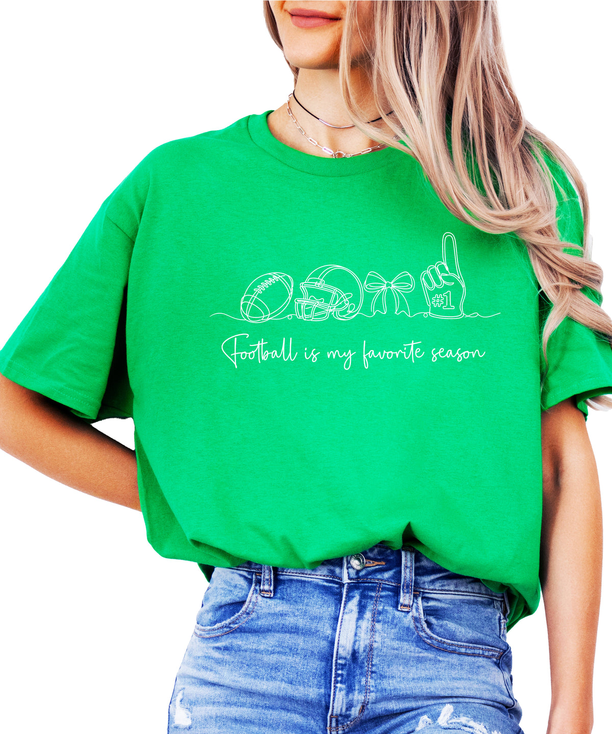 Football is My Favorite Season coquette bow game day tee, Vintage Green Shirt, view 2