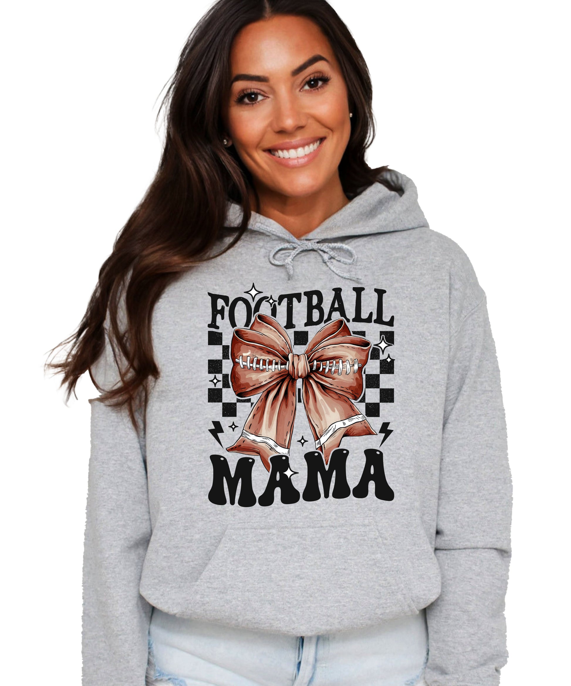 Football Mama Hoodie for Women – Gray view 2