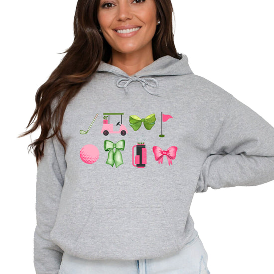 Womens Golf Coquette Bow hoodie in Gray - view 2