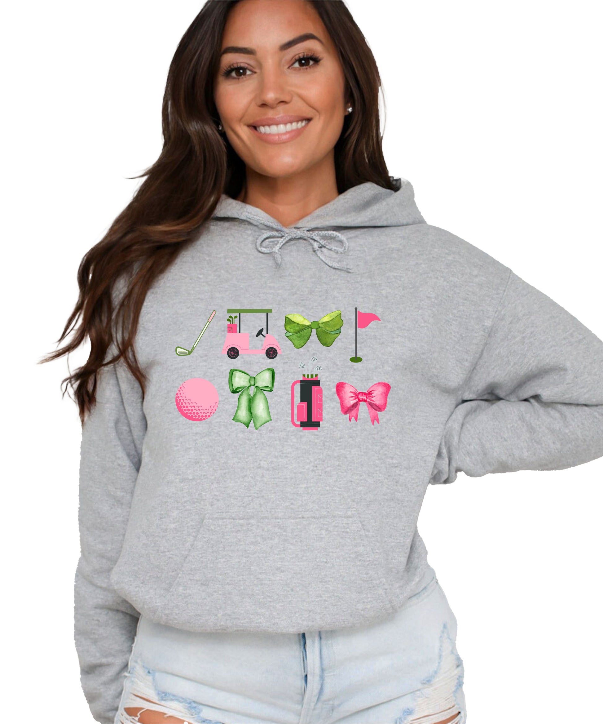 Womens Golf Coquette Bow hoodie in Gray - view 2