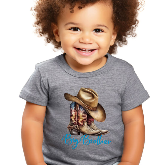 Big Brother Brown Boots Western sibling reveal tee - Granite Heather view 3