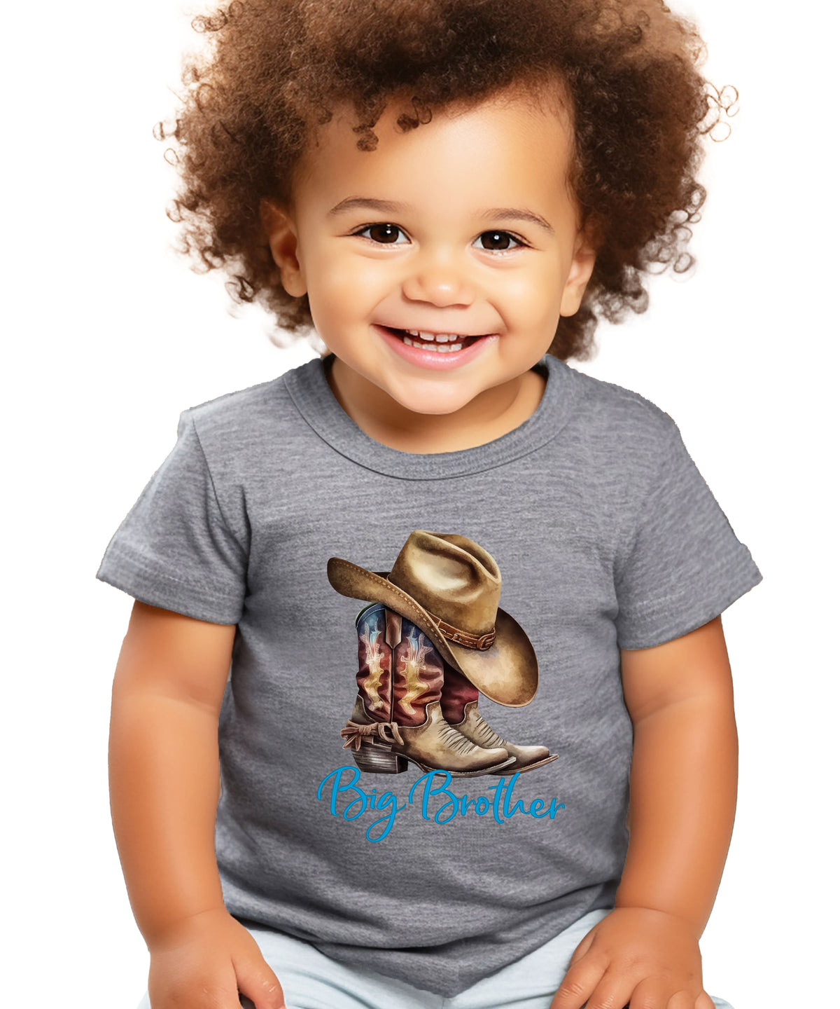 Big Brother Brown Boots Western sibling reveal tee - Granite Heather view 3