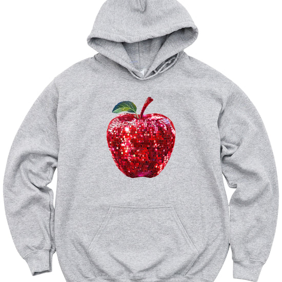 Gray glitter apple teacher hoodie view 3
