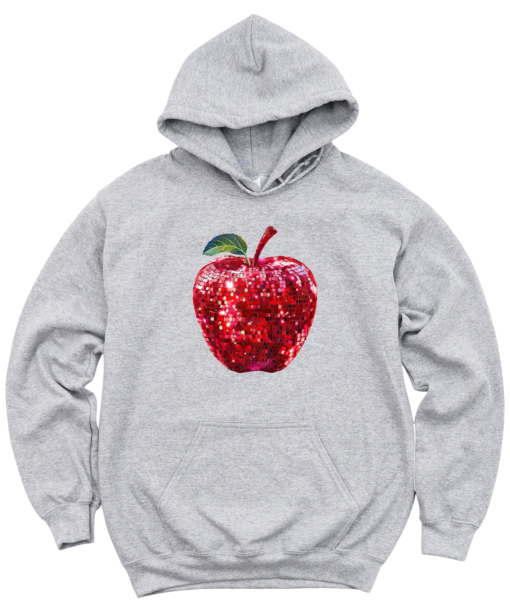 Gray glitter apple teacher hoodie view 3