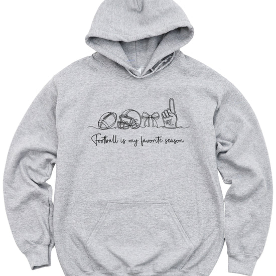 Gray football game day hoodie for women, detail view