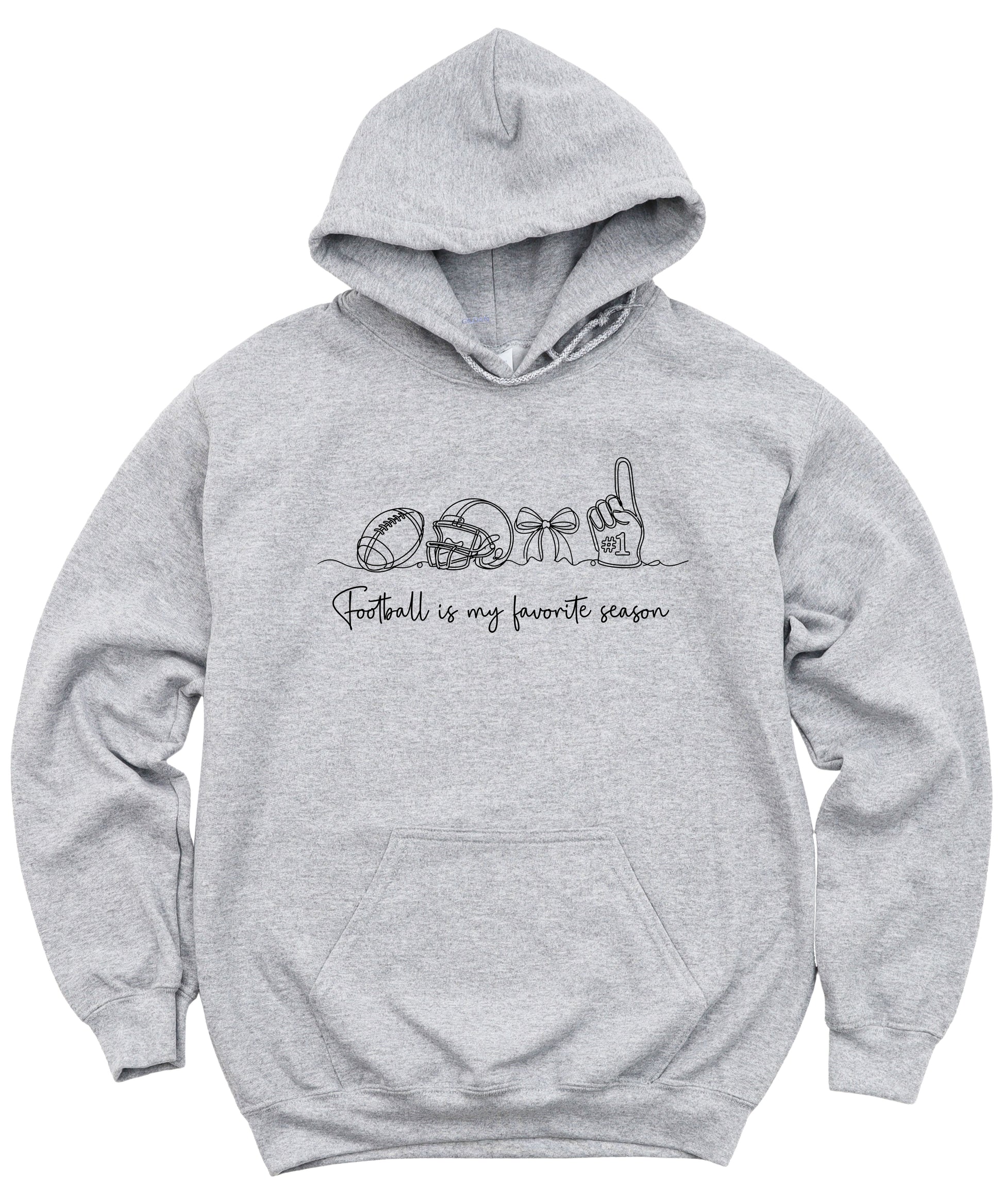 Gray football game day hoodie for women, detail view