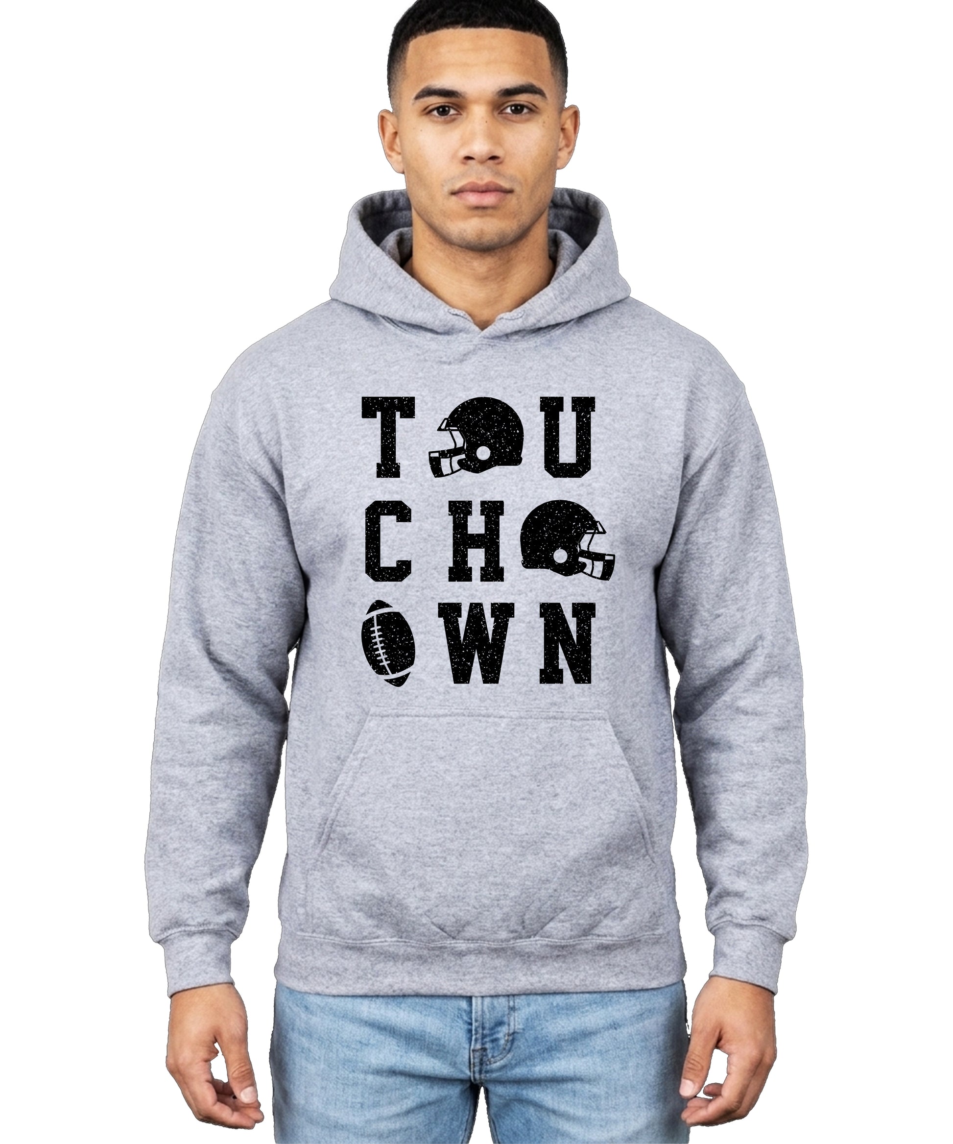Touchdown football hoodie Gray view 3