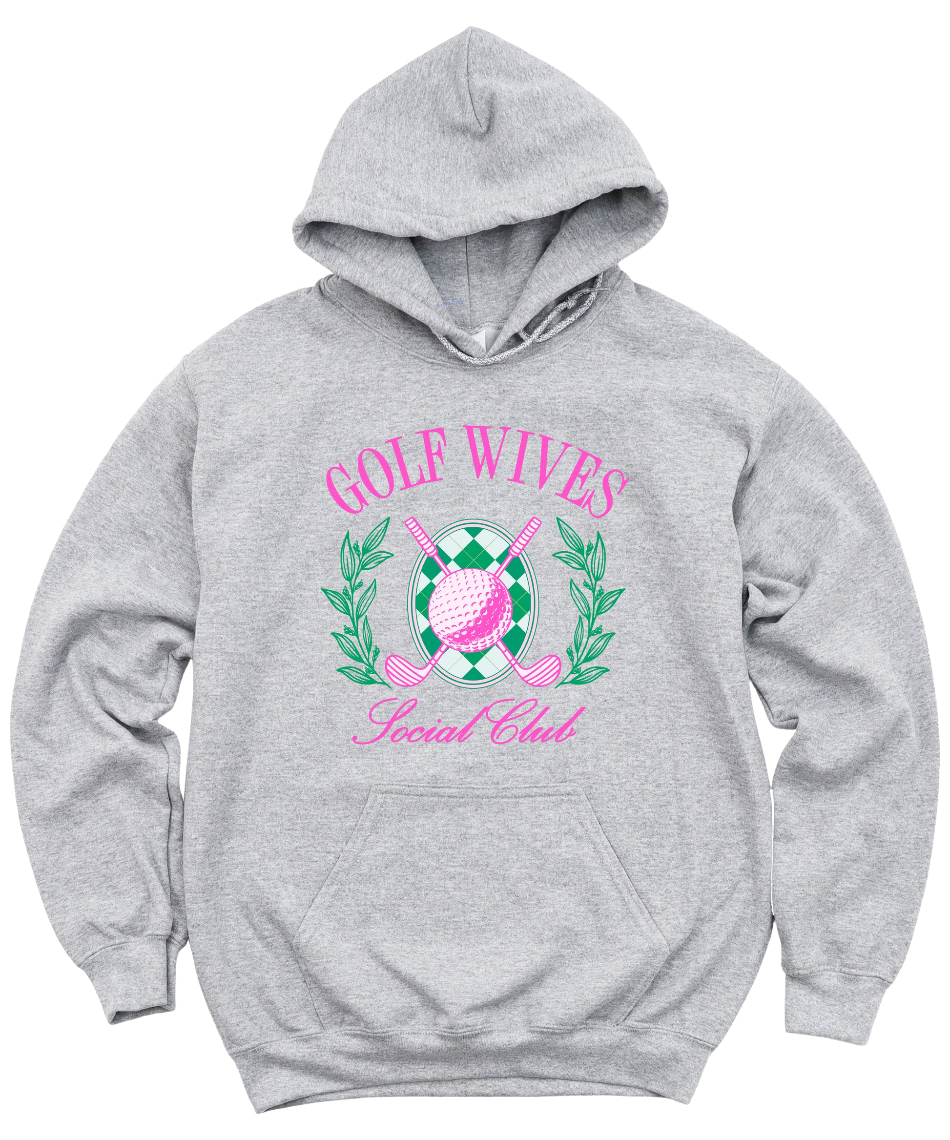 Golf Wives Social Club hoodie in Gray, lifestyle view