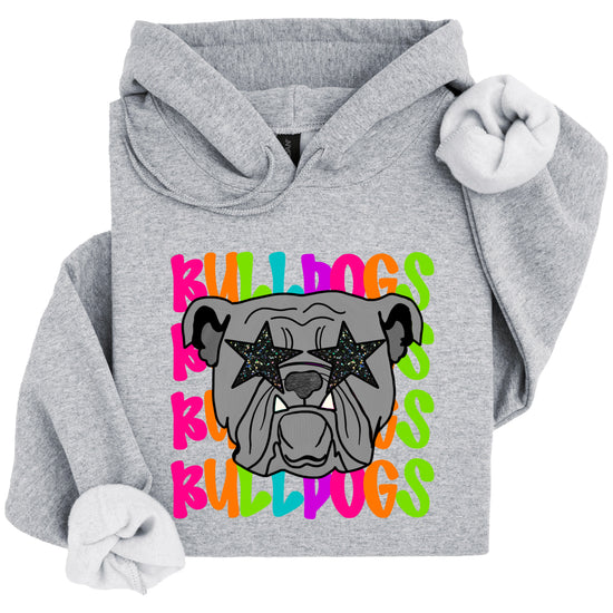 Bulldogs neon rainbow mascot hoodie in Gray - view 3