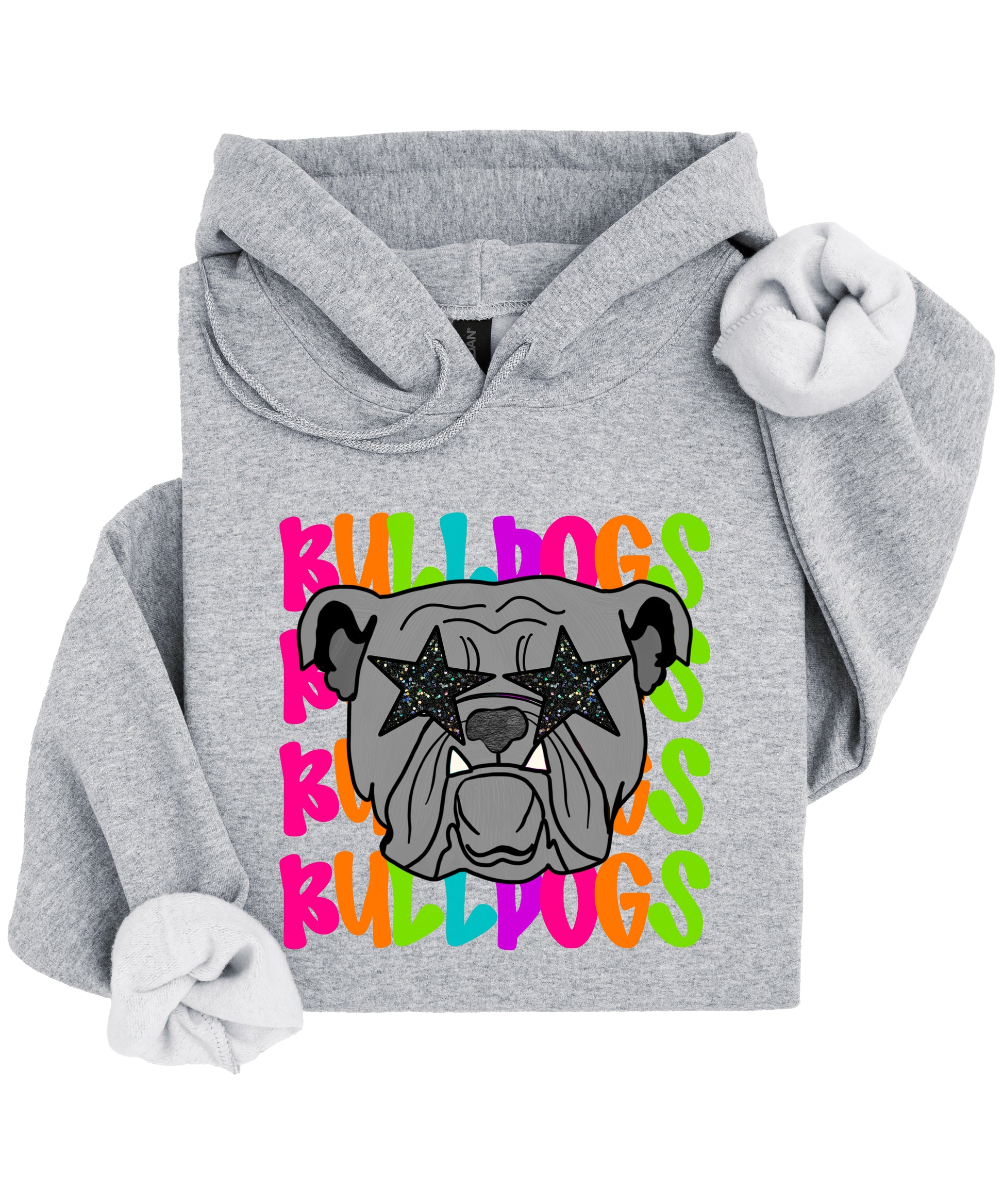 Bulldogs neon rainbow mascot hoodie in Gray - view 3