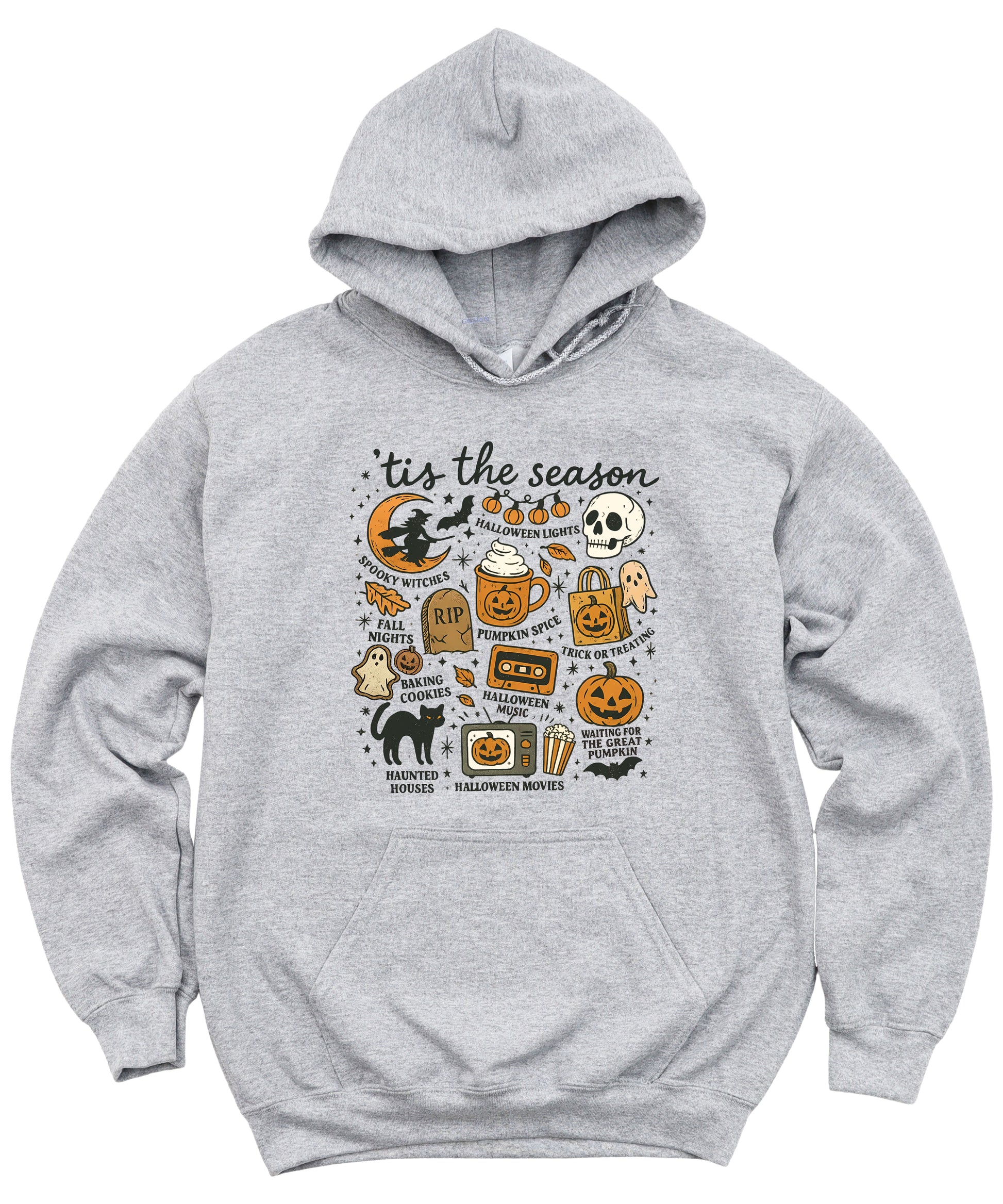 Tis The Season Halloween retro collage hoodie in Gray - view 3