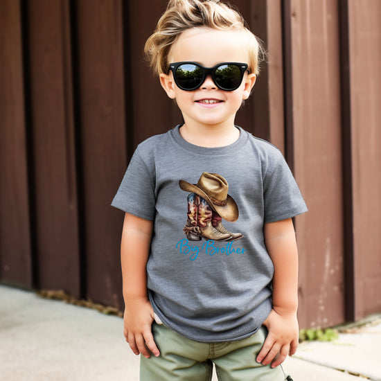 Big Brother Brown Boots Western sibling reveal tee - Granite Heather view 4
