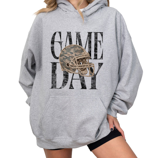 Game Day Camo football helmet hoodie in Gray - view 4