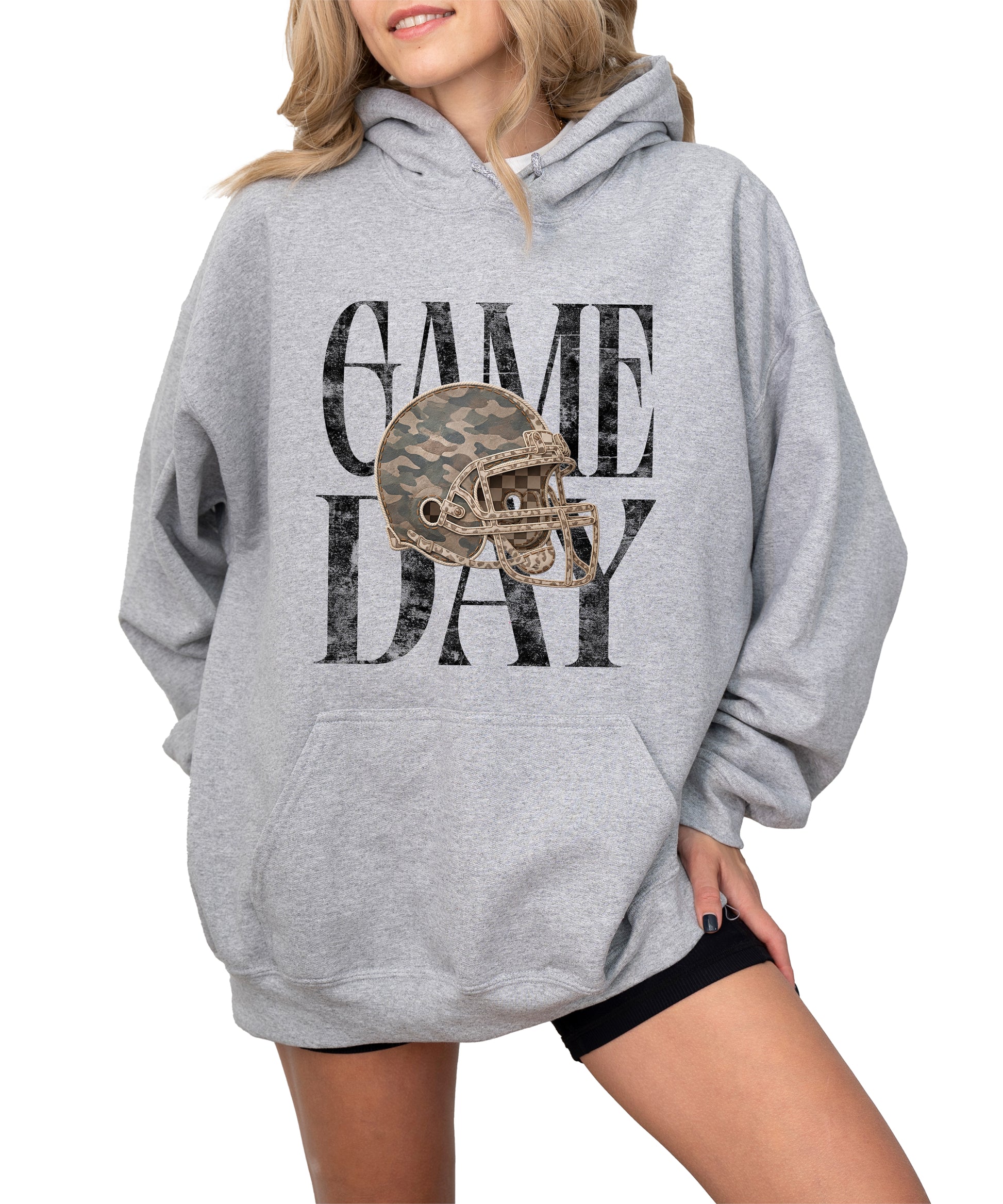 Game Day Camo football helmet hoodie in Gray - view 4