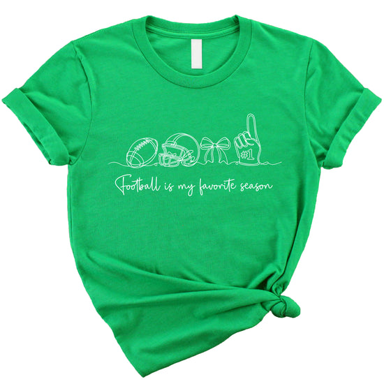 Football is My Favorite Season coquette bow game day tee, Vintage Green Shirt, view 4